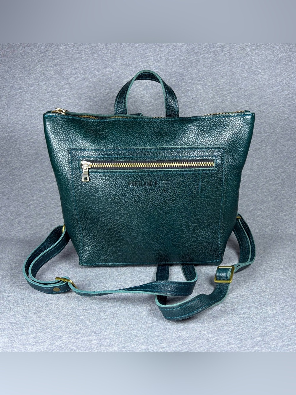 Portland Leather Small Tote Backpack Sea Glass Green Pebbled Gold Hardware